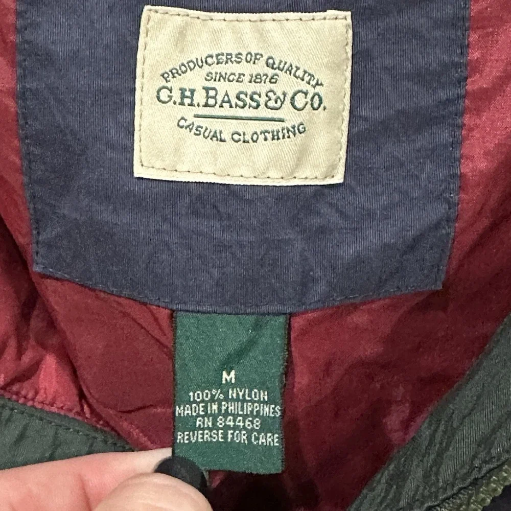 G.H. Bass & Co Navy Medium Windbreaker‎ 1/4 Zip Jacket Anorak Hiking Outdoor